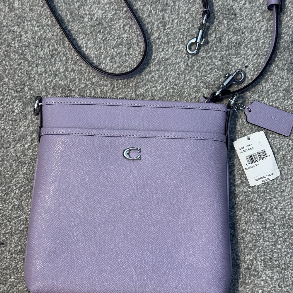 Coach Kitt Messenger Crossbody bag in Soft Purple with silver hardware